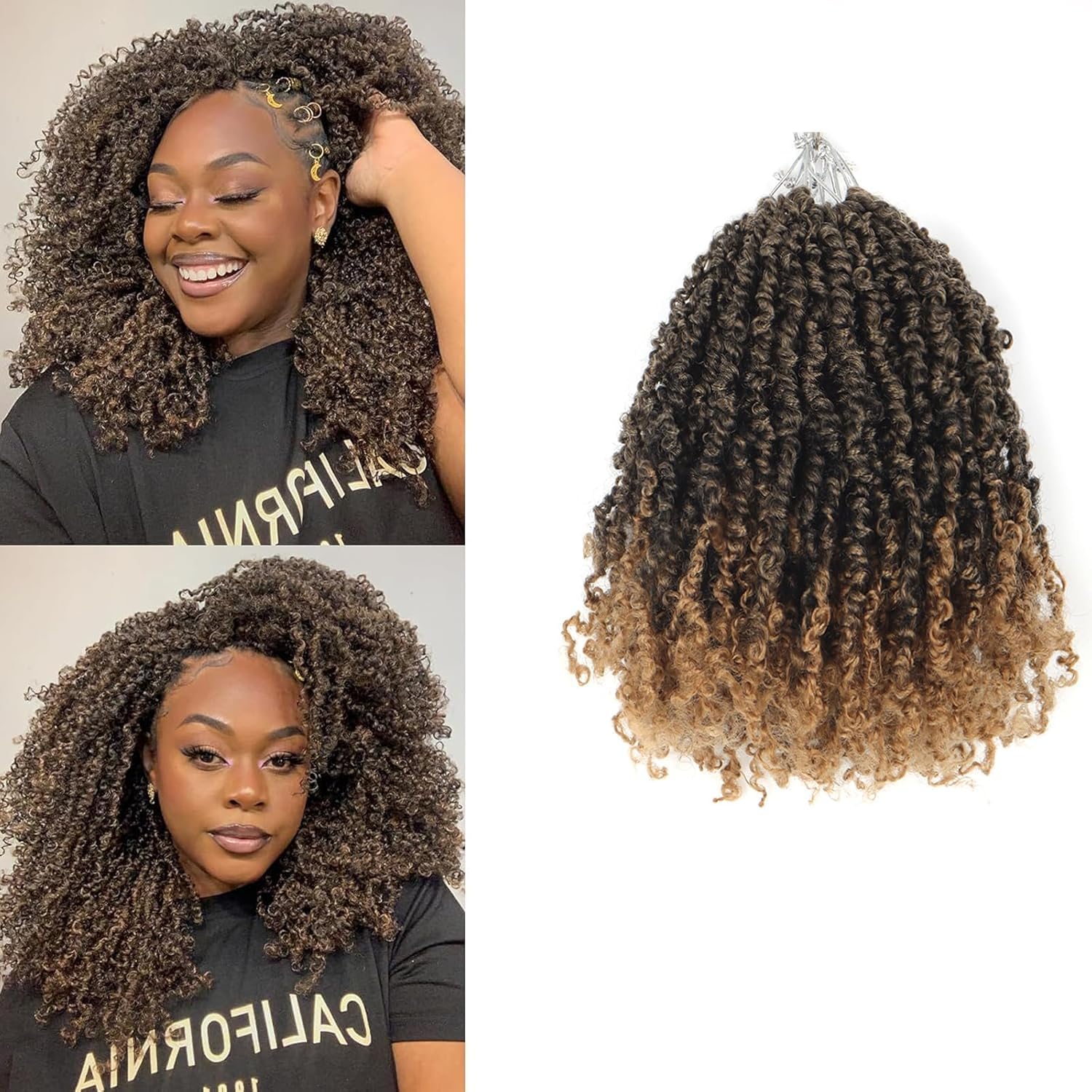 Shoobidoo 9 Packs Yanky Twist Crochet Hair 16 inch Pre-twisted Passion Twist Crochet Hair Micro Spring Twist Crochet Hair Extensions Suitable for black women.
