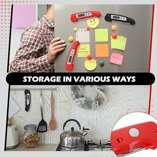 Miniatura 6 de Termómetro digital para carne, 6 piezas, plegable, de lectura instantánea, termómetro de alimentos, impermeable, sonda digital de alimentos con imán