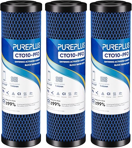 Miniatura 13 de Cartucho de repuesto de filtro de agua de carbón CTO de casa completa de 1 micrón 2.5" x 10" para sistema de filtro de agua bajo el fregadero,