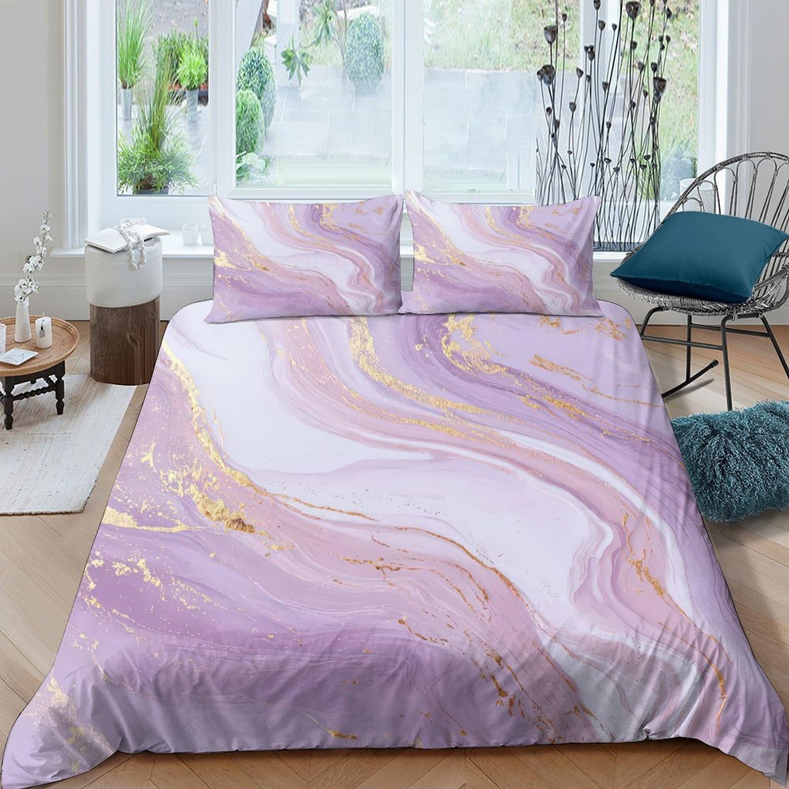 Ctjqhvkz Style-7 3D Printed Marble Swirl Fitted Sheet Microfiber Soft Pink Gold Abstract Bed Cover For Bedroom Guestroom Decor Single（135X200cm）