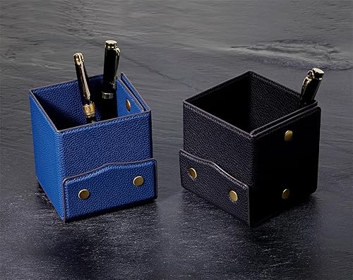 Miniatura 4 de OARIE Portalápices vintage, taza de piel sintética, totalmente de piel sintética, marrón clásico (cuadrado)