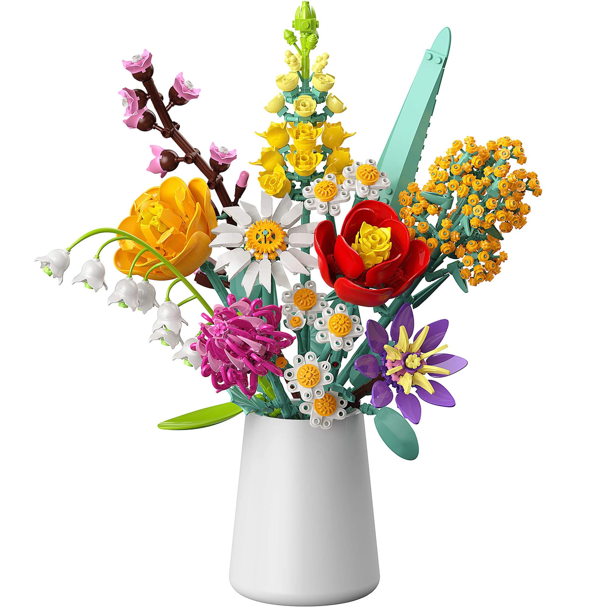 Set di 9 Piante Artificiali Con Piccoli Fiori e Piante Grasse in 1