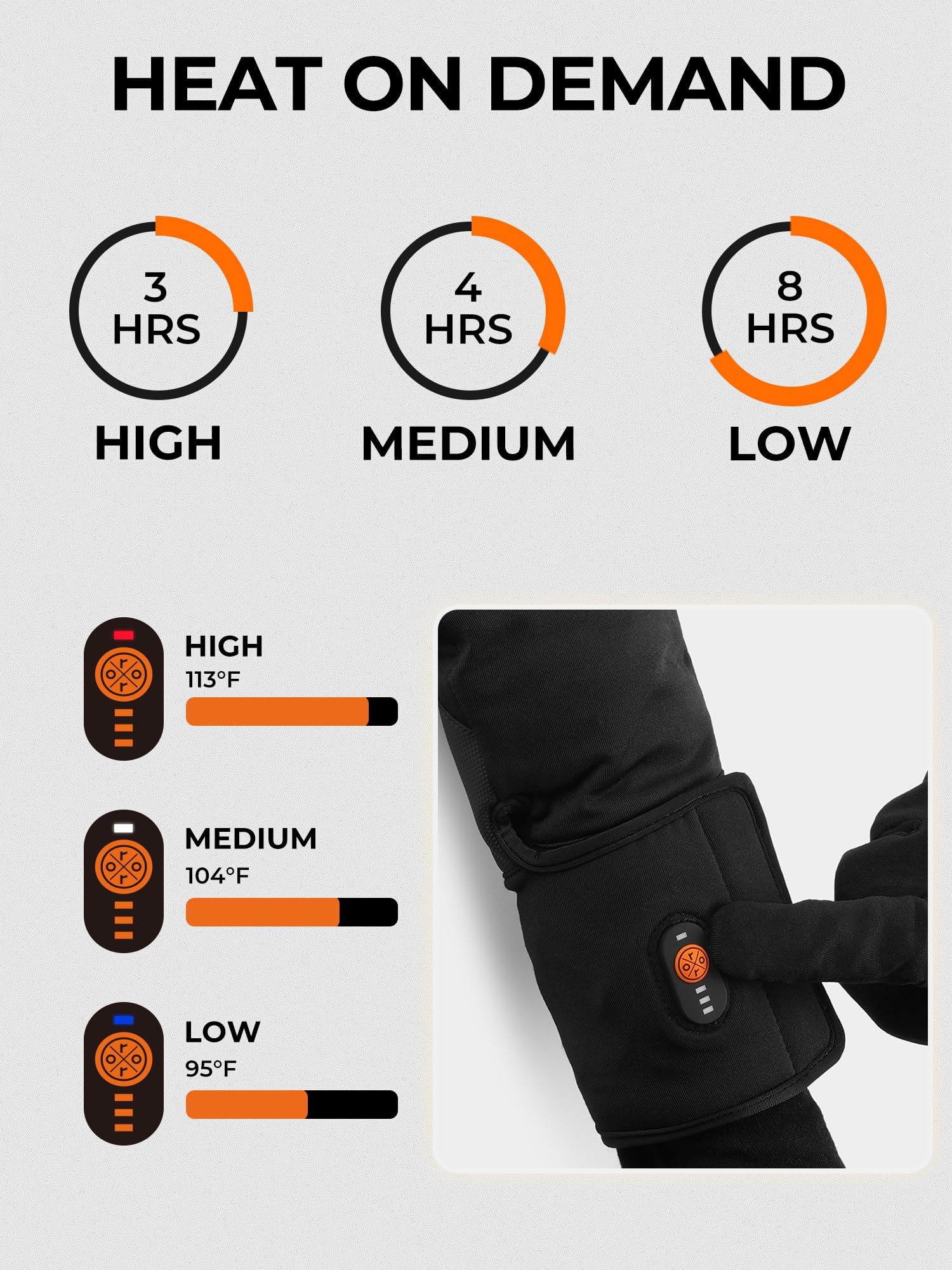 ORORO Beheizbare Handschuhe Damen Herren, 3-in-1 Elektrische Beheizte Handschuhe zum Motorrad Skifahren und Wandern