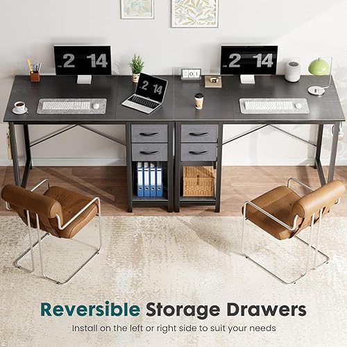 Miniatura 6 de Smug - Escritorio pequeño para computadora con 2 cajones, escritorio de oficina en casa de 40 pulgadas, escritorio de estudio y escritura moderno y