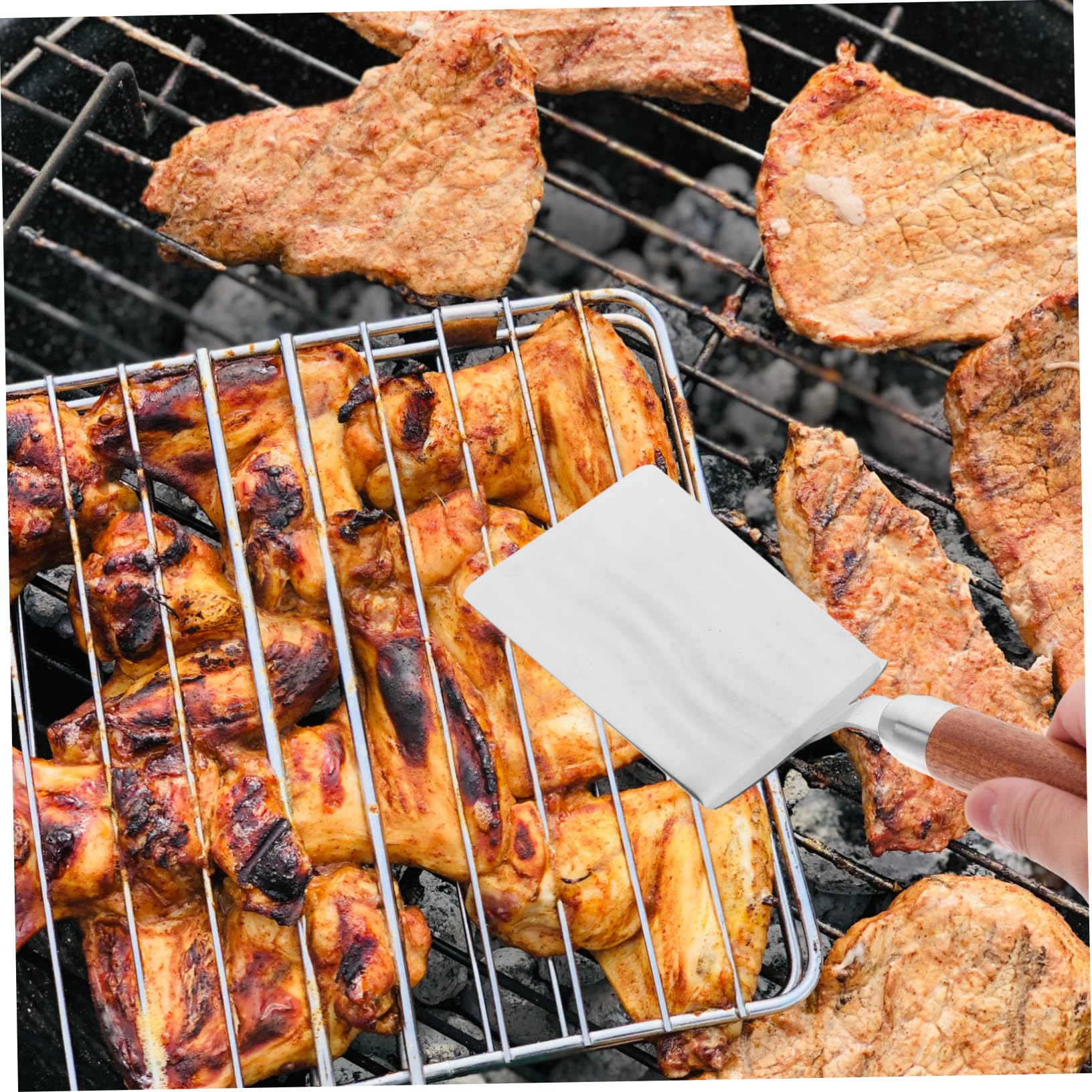 Ciieeo 5 Palas De Acero Inoxidable Para Portátiles Para Freír Con Mango De Madera Sin Diseño Para Utensilios De Cocina.