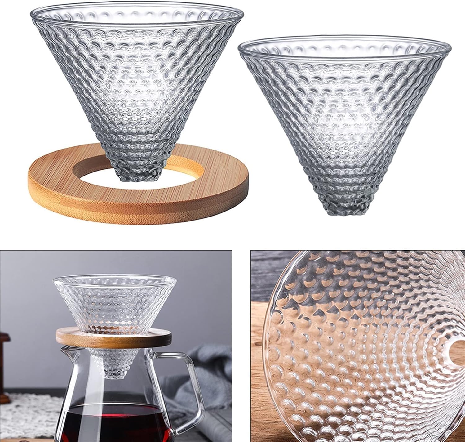 Ultra Fine Strainer Pour Over Coffee Dripper Coffee Filter Cone 1-2 Cup Reusable Filters Pour Over Maker Set Ceramic