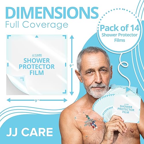 Miniatura 3 de JJ CARE Protector de ducha paquete de 14, cubierta de ducha para catéter de diálisis de 9 x 9, barrera de agua de línea PICC, protectores de ducha