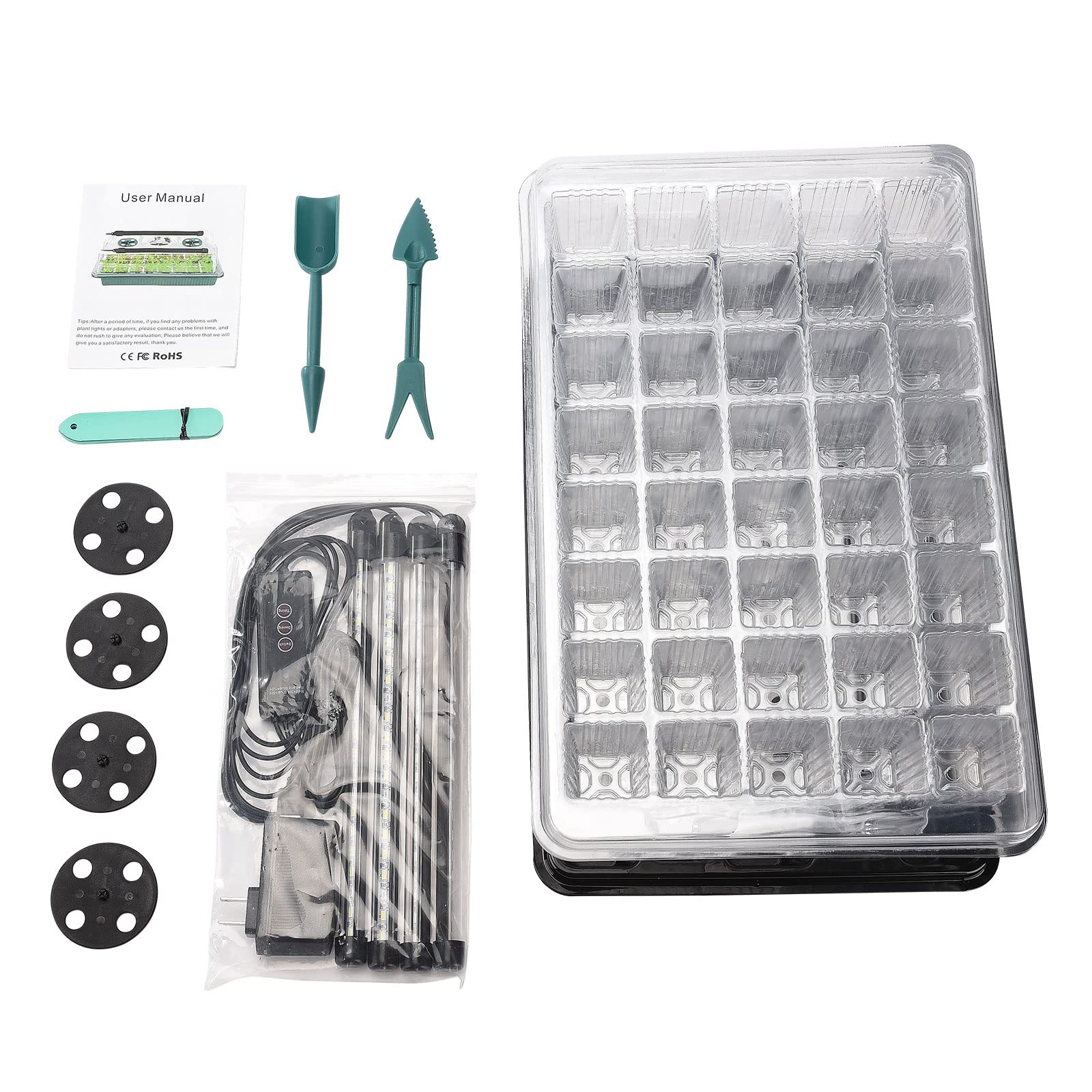 2 Stück 80 Zellen Samen-Starter-Set mit 4 Wachstumslichtern, einstellbare Helligkeit und Luftfeuchtigkeit, Kuppelpflanzen-Sämling-Starter-Set für Pflanzenanbau