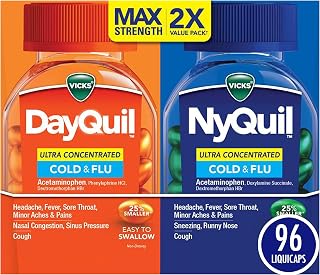 Vicks DayQuil & NyQuil Ultra Concentrated Liquicaps Co-Pack, 96ct - Powerful Day & Night Cold/Flu Relief for Headache, Fever, Cough