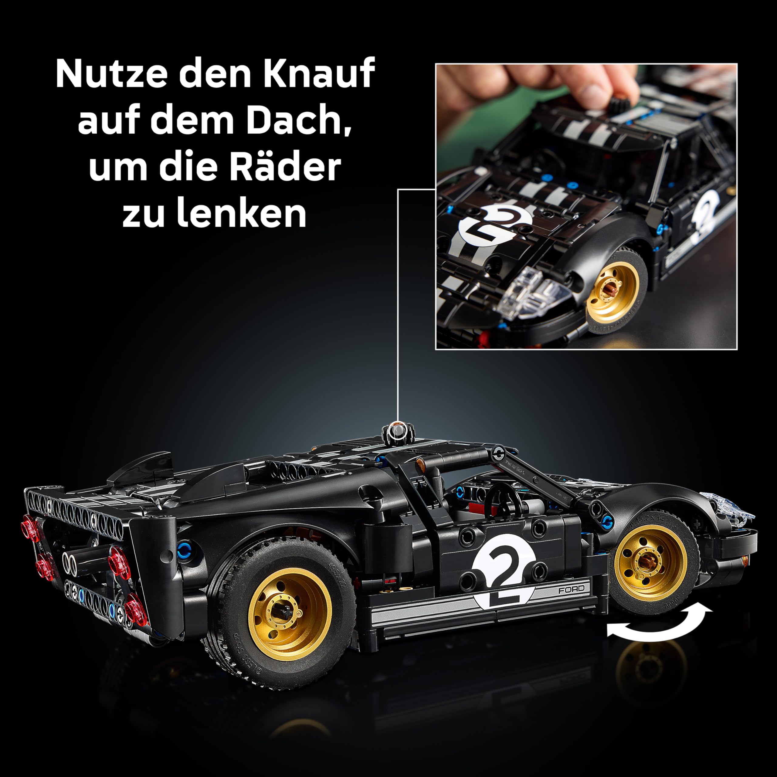 LEGO Technic 1966 Ford GT40 MKII Rennwagen - Bauset für Erwachsene - Modellauto zum Sammeln mit Lenkung und V8-Motor - Rennauto zum Ausstellen und Spielen - Geschenk für Männer und Frauen - 42223