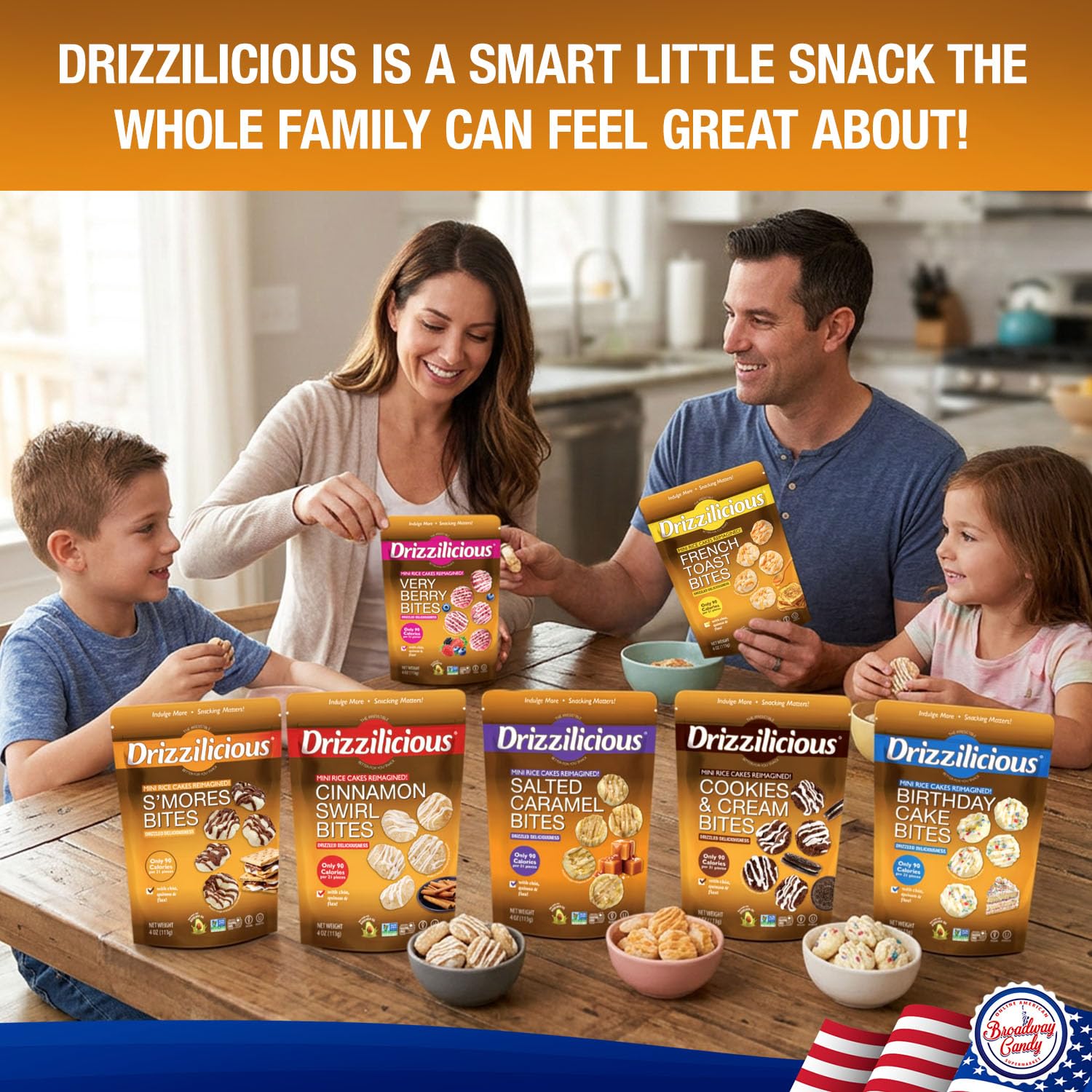 Drizzilicious Mini Pastel de Arroz Bites Mezcla de variedades, 113 g por bolsa, paquete de 7
