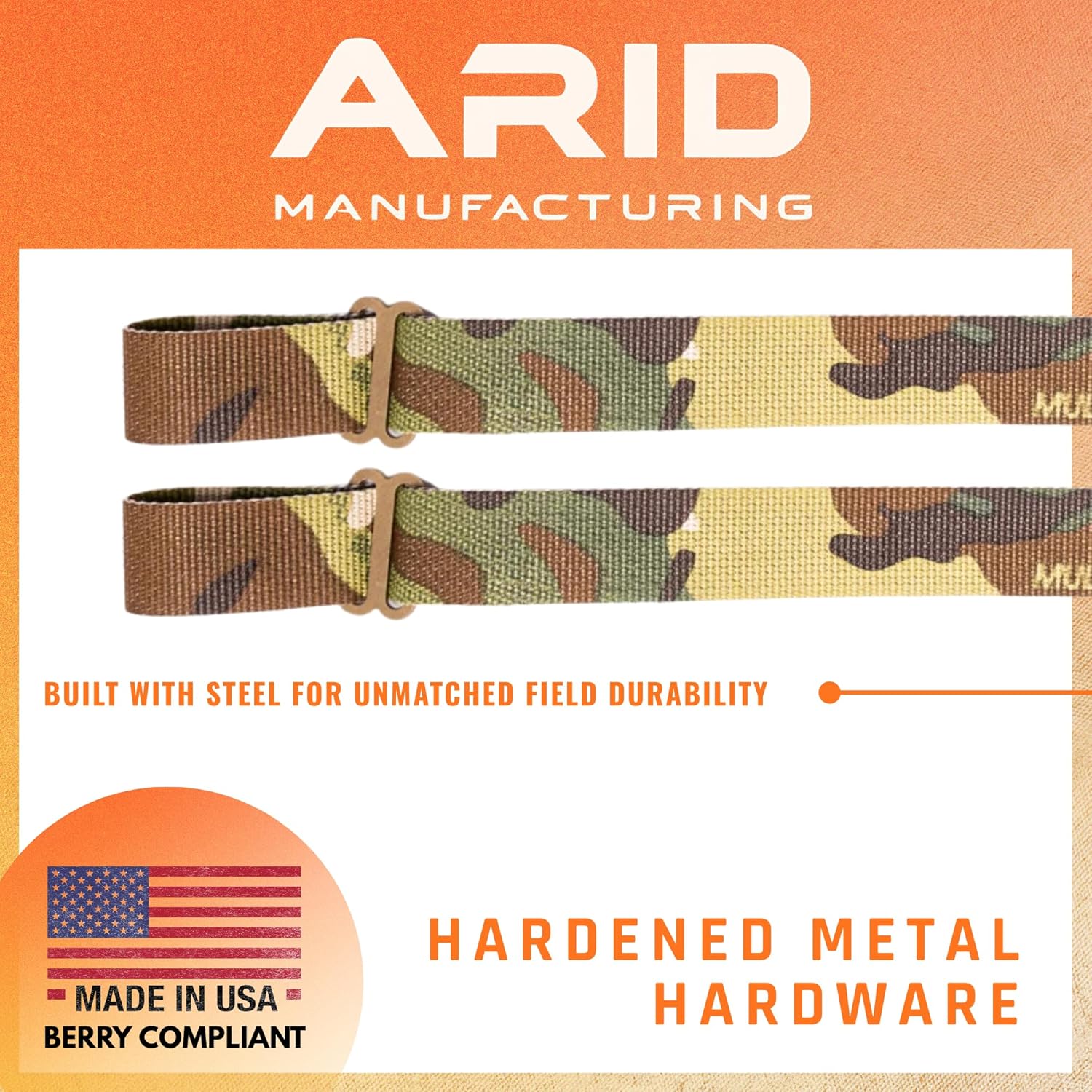 A.R.S. Mod 1 Two-Point Rifle Sling I Tactical Mil-Spec Gun Sling I Quick Adjust I Self-Stowing I Lightweight Nylon I Integrated Elastic Retention I USA Made I Multicam