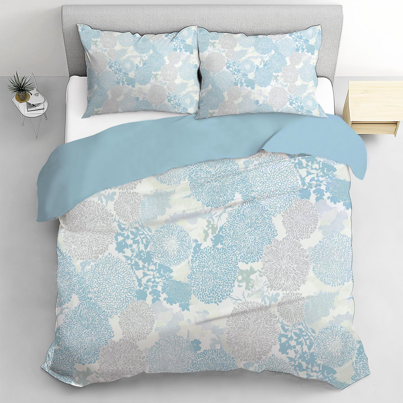 Parure housse couette floral 200x200 pour une chambre parentale zen