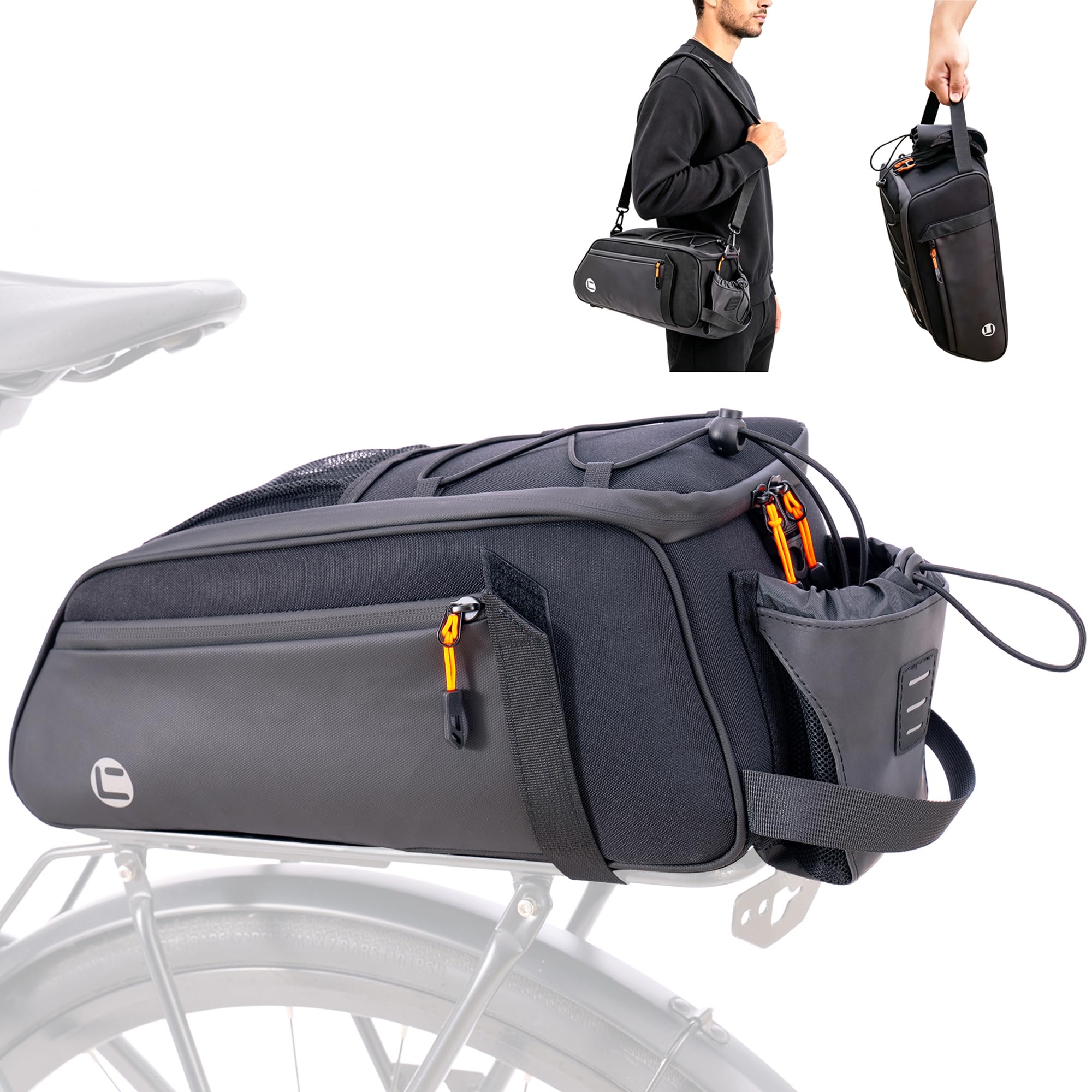 Bike Rack Bag, 10L Bike Bags for Bicycle Rear Rack with Water Bottle Holder, Waterproof R…