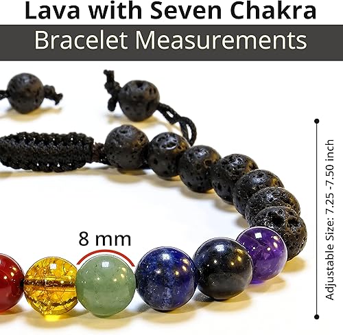 Vista 170 de Adjustable Crystal Bracelet – Gemstone Bead Bracelet with Adjustable Macrame String – Chic Gemstone Bracelet for Men and Women – 8mm Round Healing