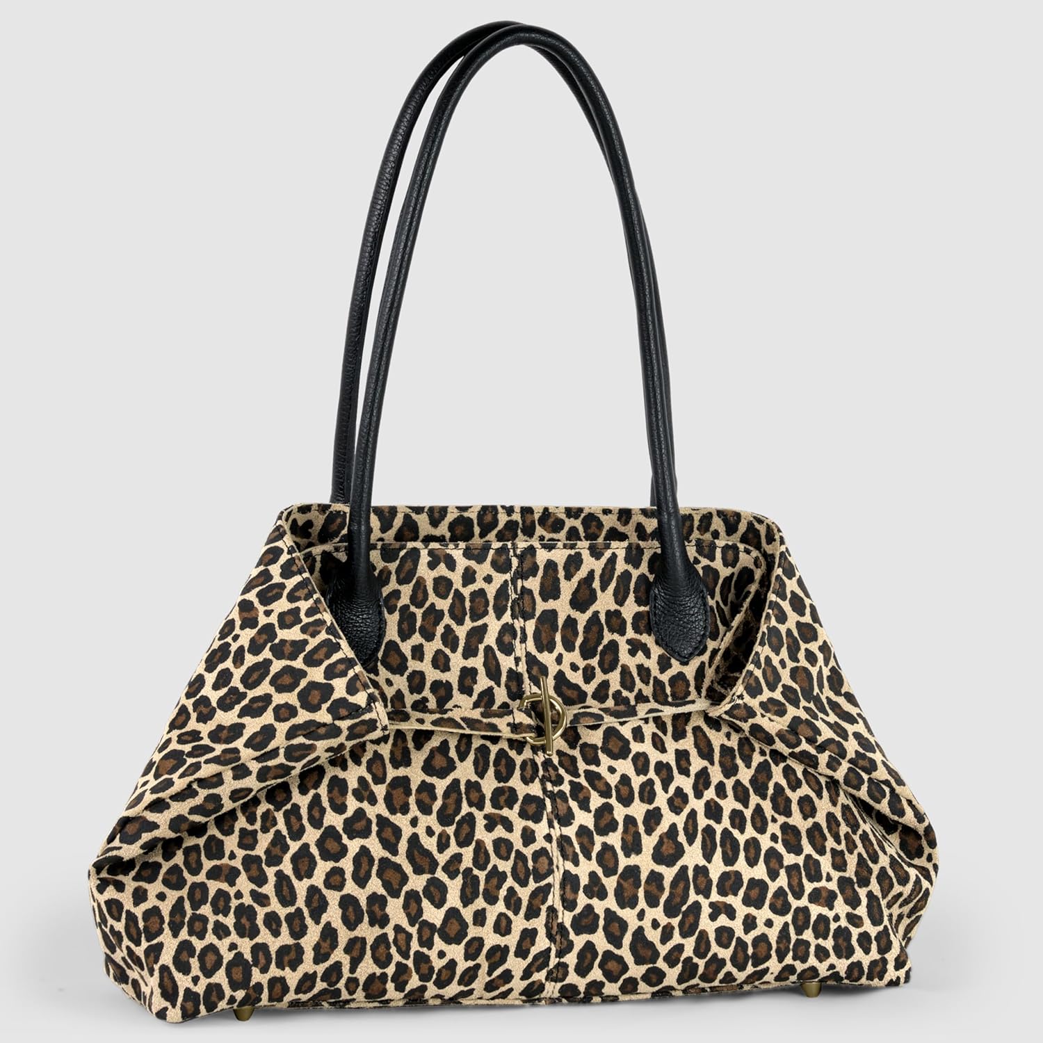Italian Genuine Suede Tote Bag for Women with Long Handles & Relaxed Silhouette | Medium Designer Shoulder Satchel