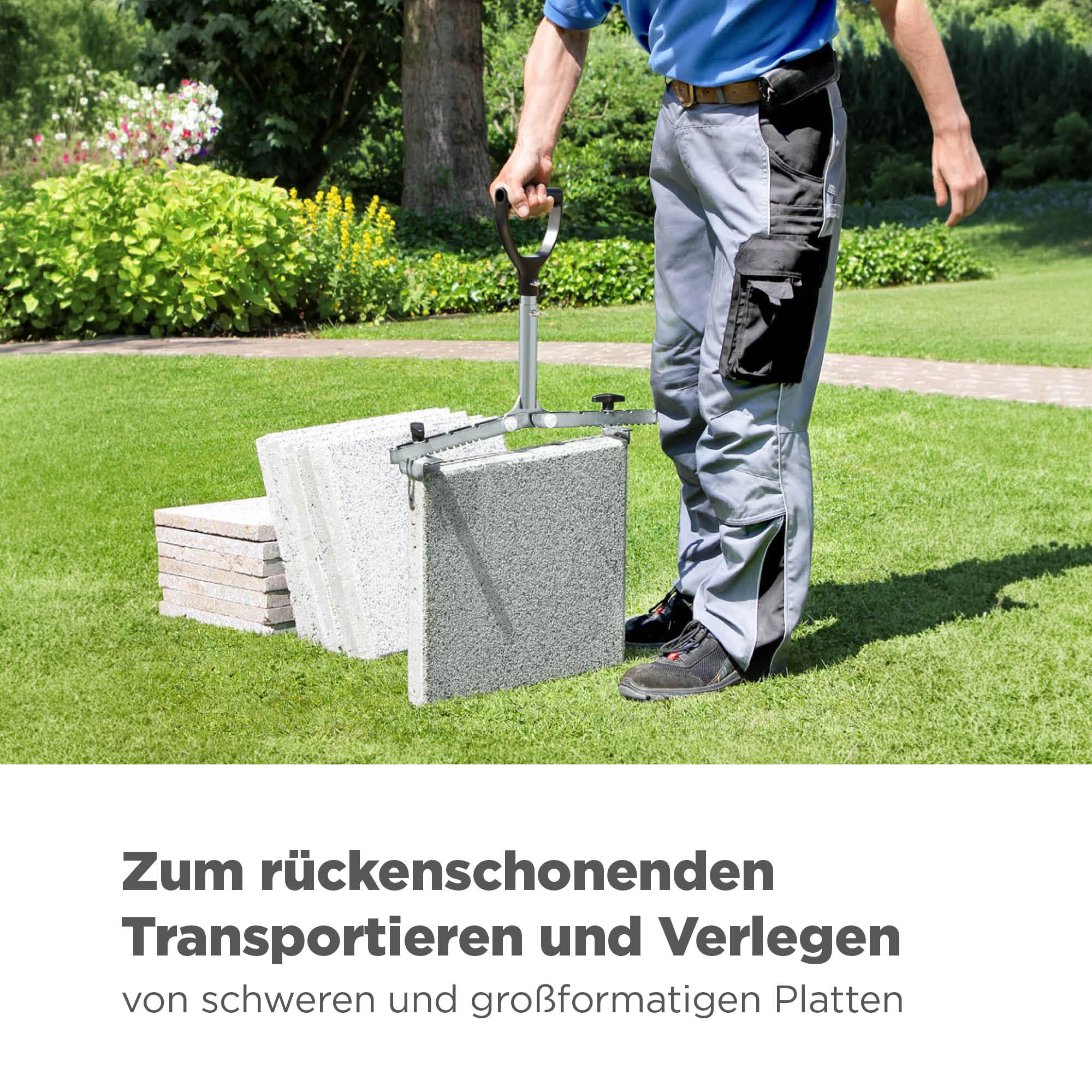 blizz-z Ergo-Plattenheber mit verstellbaren Teleskopgriff (Spannweite: 300 mm - 620 mm) | Tragkraft bis 60 kg | Verlegen von schwerer großformatiger Platten | Made in Germany
