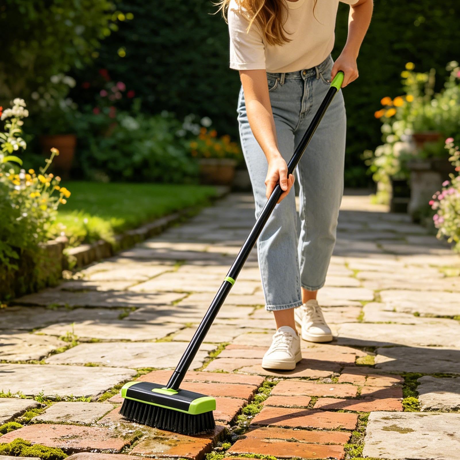 Outil pour enlever l'herbe Brosse nettoyante avec poignée réglable