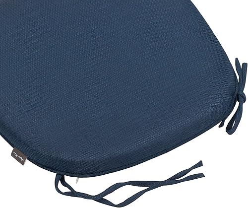 Miniatura 8 de Magpie Fabrics Juego de 4 cojines para sillas de exteriores e interiores de 17 x 16 x 2 pulgadas con lazos, impermeables, para todo tipo de clima,