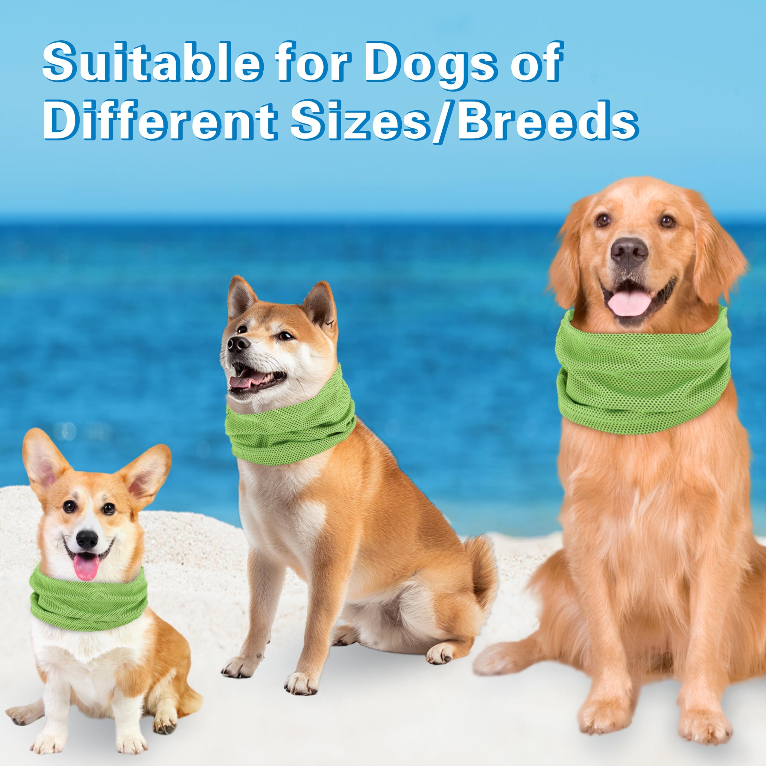Bandana Rinfrescante Cane, Sciarpa Raffreddamento per Cani, Collare Freddo per Dog, Cooling Foulard Domestico Cani, Collari Rinfrescante Estivo per Cane (Verde-S)