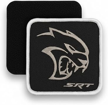Dodge SRT Hellcat Logo Embroidered Patch 3 inch x 3 inch | Stitch Hook and Loop Patches for Clothes, Jean Jacket, Backpack, Hat and More