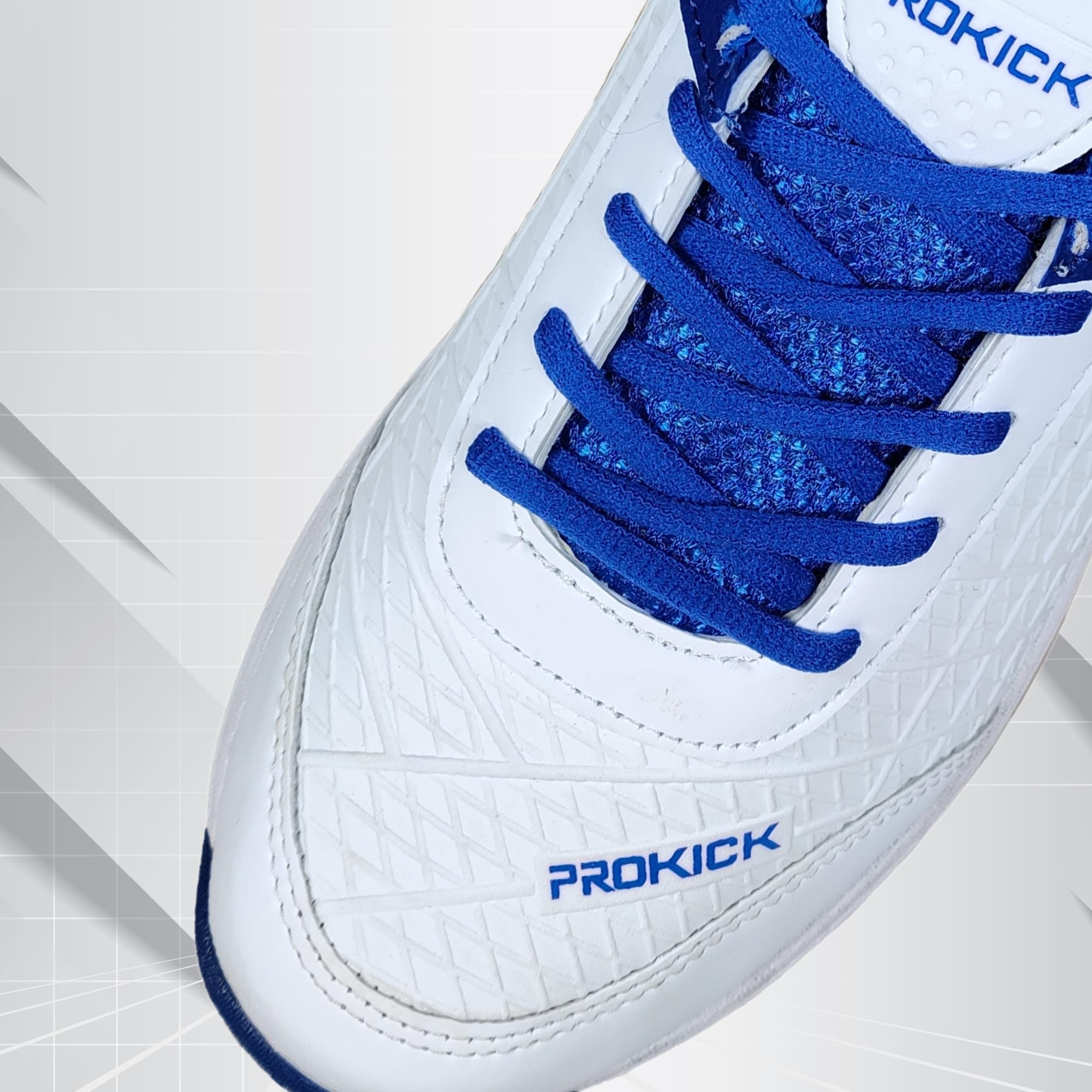 Prokick Strikers Genuine Rubber Spike Cricket Shoes, White/Blue - 11 UK 2