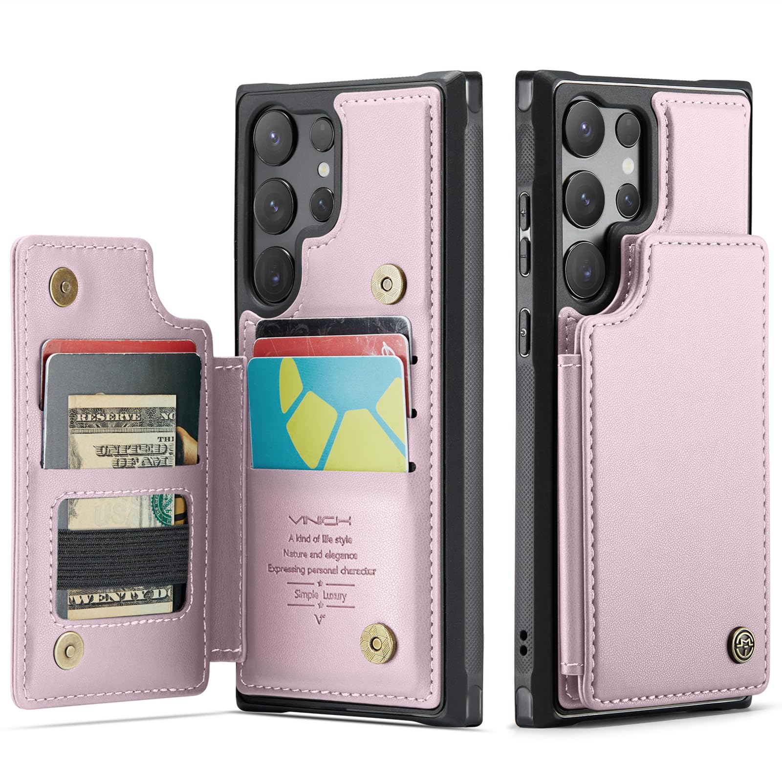 Vinich for Samsung Galaxy S25 Ultra Wallet Case with Card Holder, RFID Blocking Credit Slots Kickstand Shockproof Phone Cover Fit for Galaxy S25 Ultra