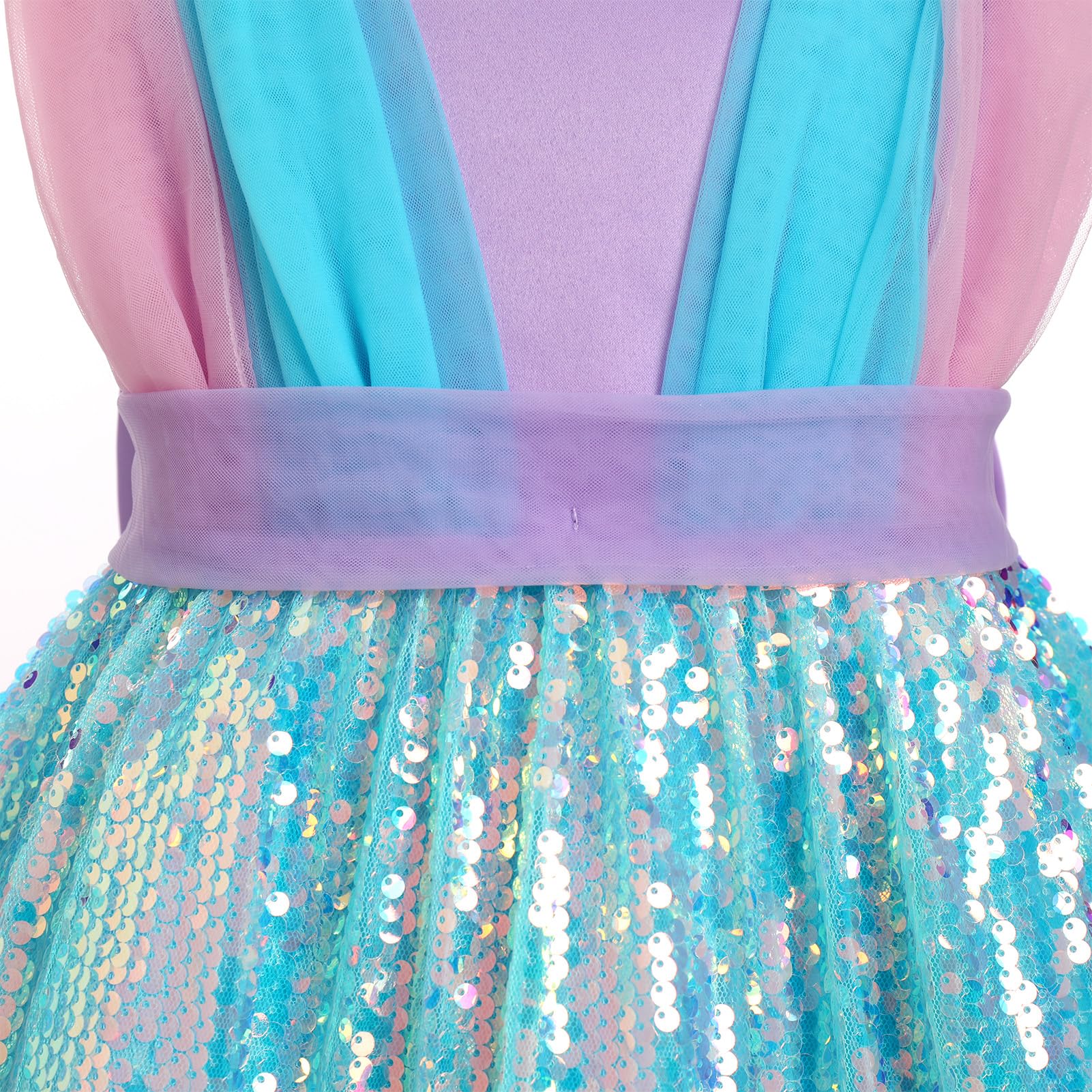 IBTOM CASTLE Kleinkind Baby Mädchen Geburtstag Party Kleid Meerjungfrau Prinzessin ärmellos glitzernde Pailletten Schleife Rüschen Tüll Tutu Kleid
