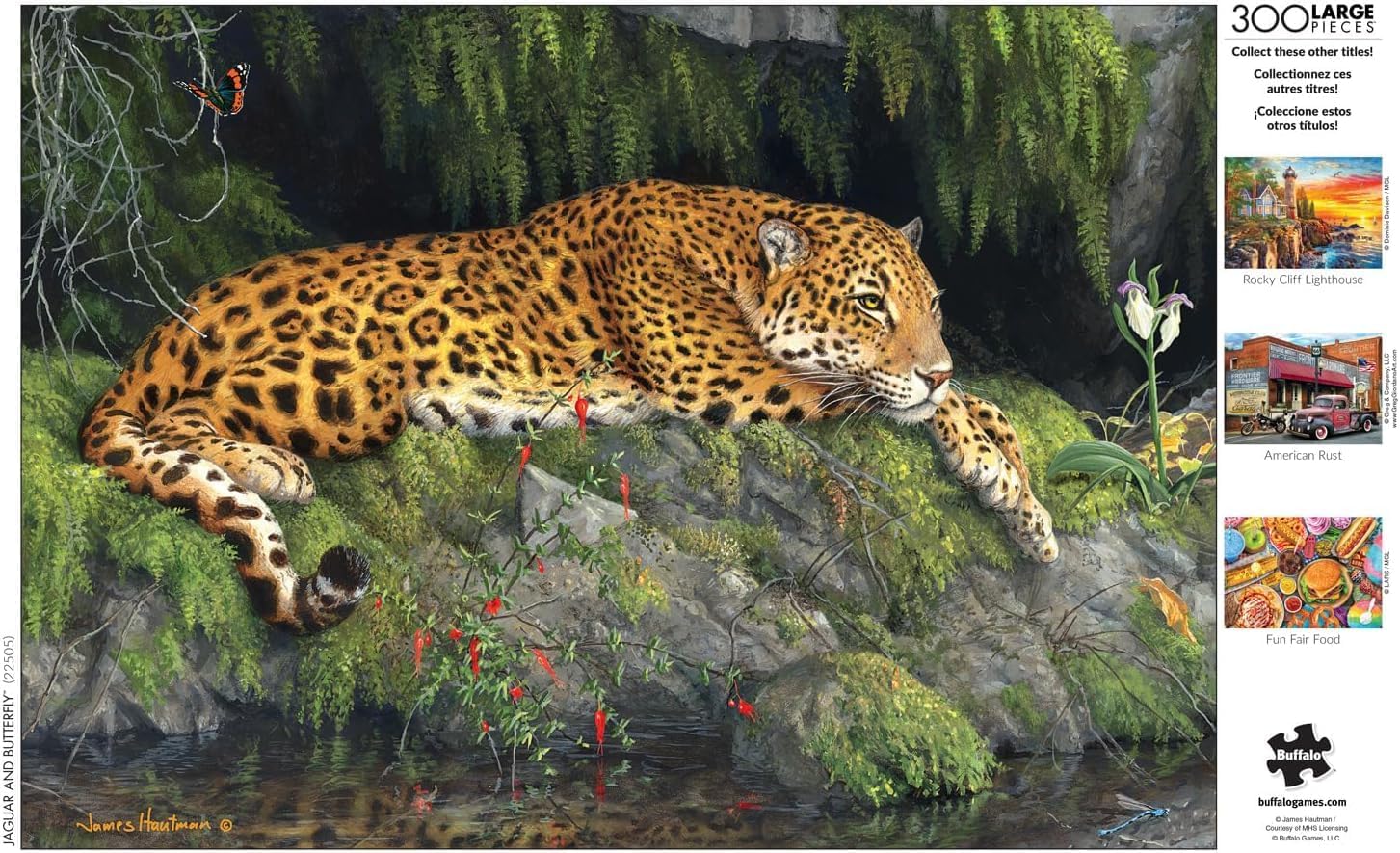 Buffalo Games - Hautman Brothers - Jaguar and Butterfly - 300 Piece Jigsaw Puzzle for Adults Ages 14 and Up Challenging Puzzle Perfect for Game Nights