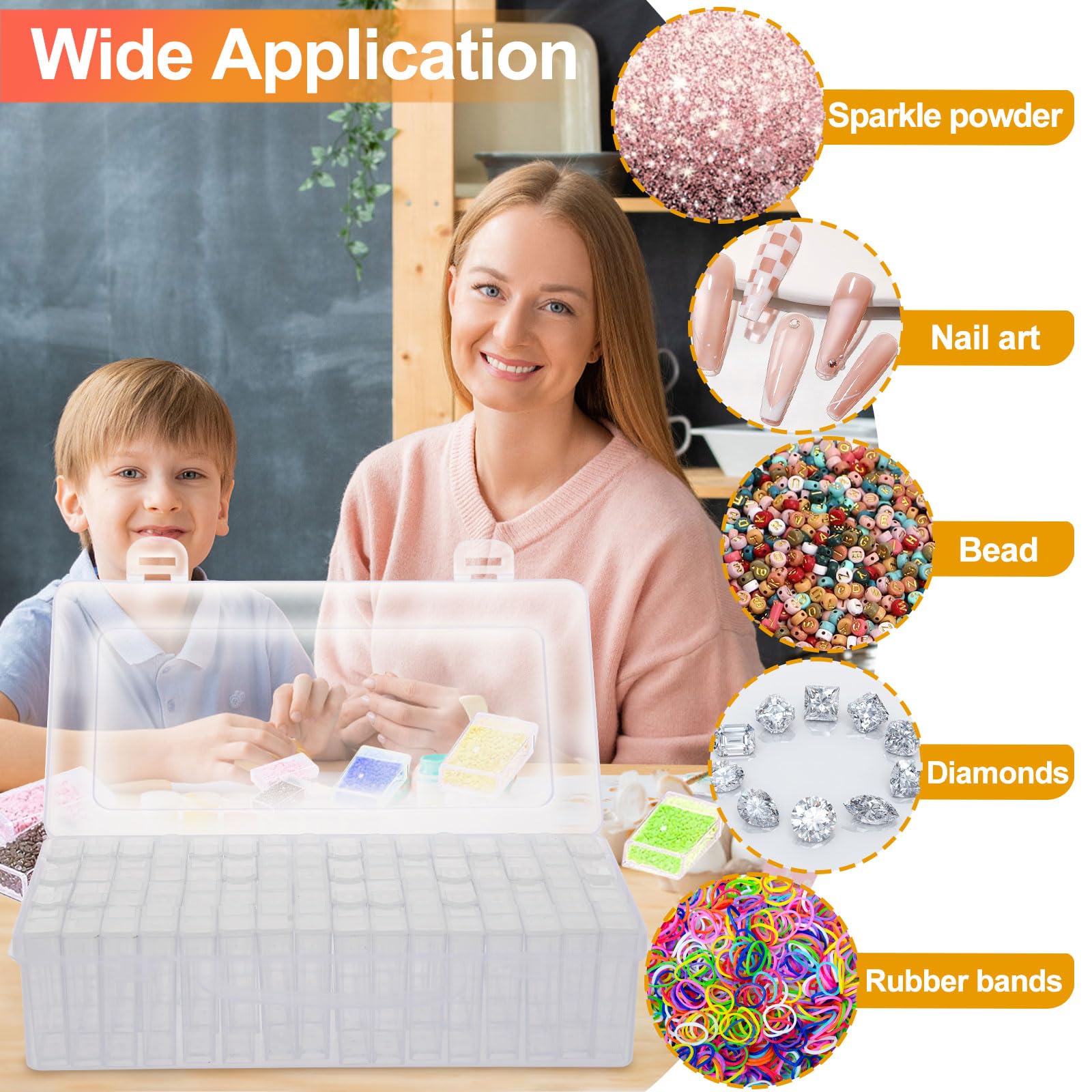 Scatola Organizer 64 Scomparti Per Diamond Painting - Trasparente, Con Maniglia - Foto 13