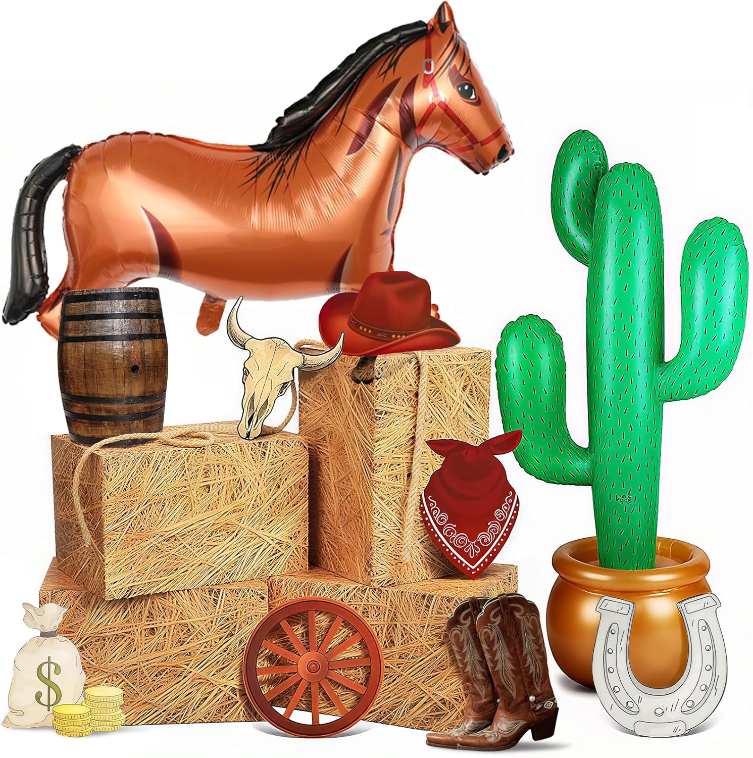 15 Pcs Western Party Decorations Hay Bales Straw Boxes for Cowboy Party Decoration for Photo Booth Props Cowboy Party Birthday Fall Harvest Farm