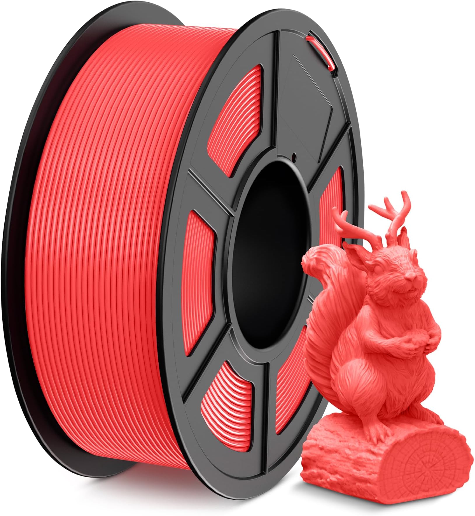 SUNLU PLA Filament 1.75 mm, Clean Wrapped 3D Printer Filament PLA 1.75 mm, Easy to Use, Dimensional Accuracy +/- 0.02 mm, 1 kg Spool 3D Filament, Compatible with Most 3D Printers, PLA Cherry Red