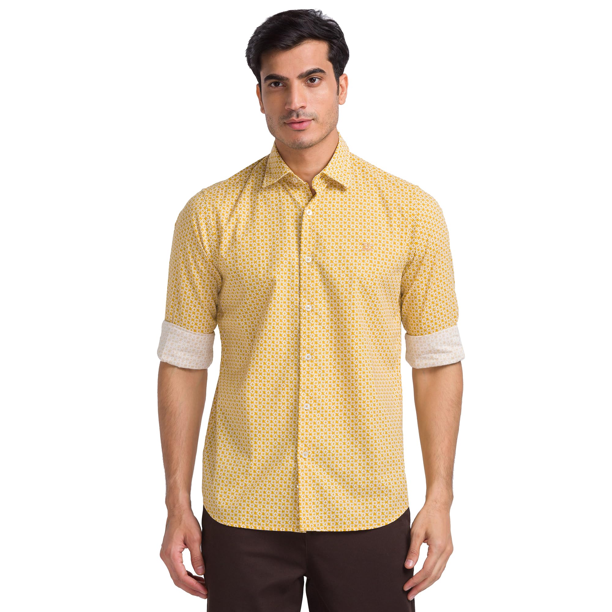 Men's Pure Cotton Print Pattern Tailored Fit Regular Collar Full Sleeve Casual Shirt-image-27