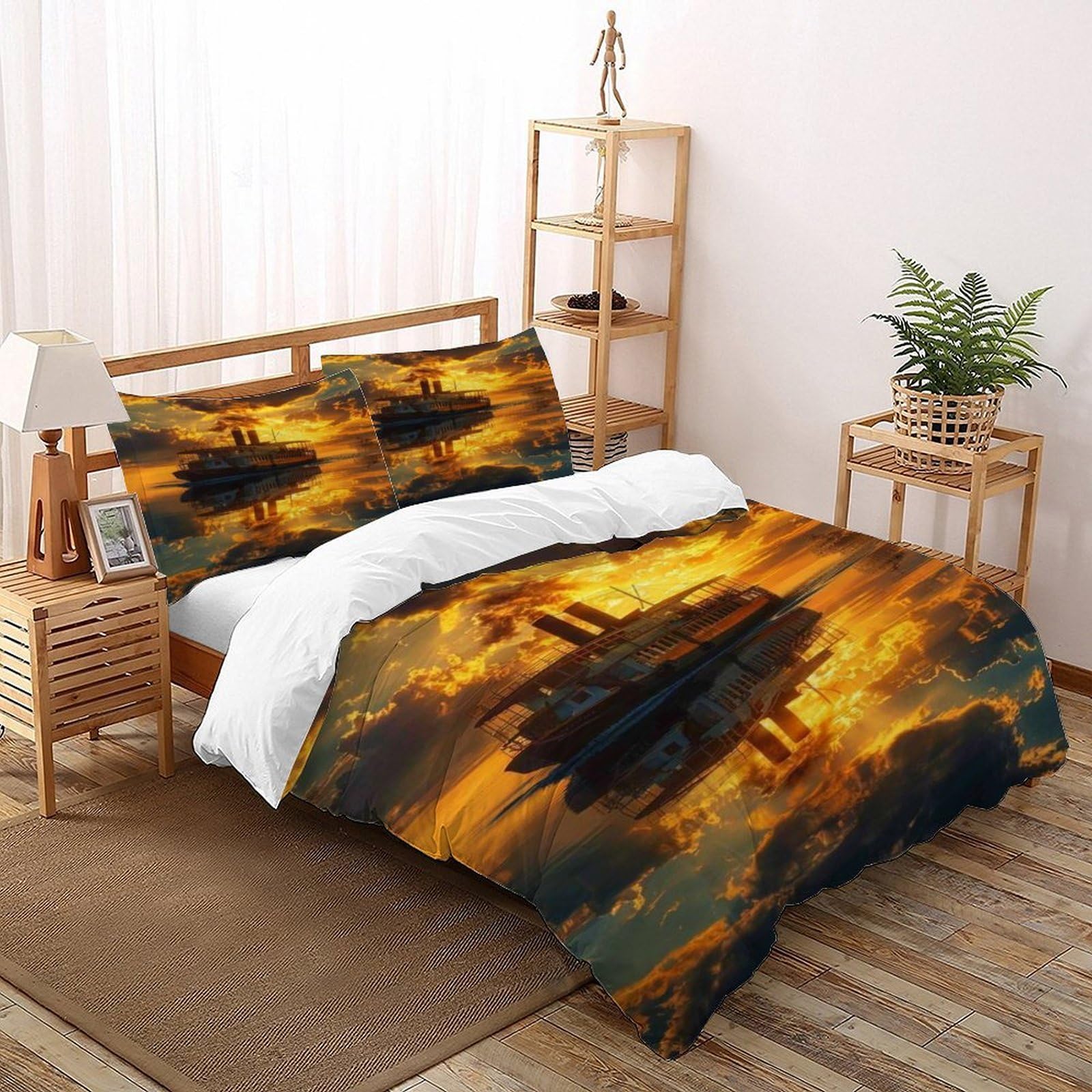 Housse de couette ship anti-plis en microfibre 200x200cm pour un lit toujours impeccable