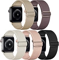 Vista 16 de 5 Pack de bandas elásticas de nylon compatibles con Apple Watch de 40 mm, 41 mm, 42 mm, 44 mm, 45 mm, 46 mm, 49 mm, 38 mm para mujeres y hombres