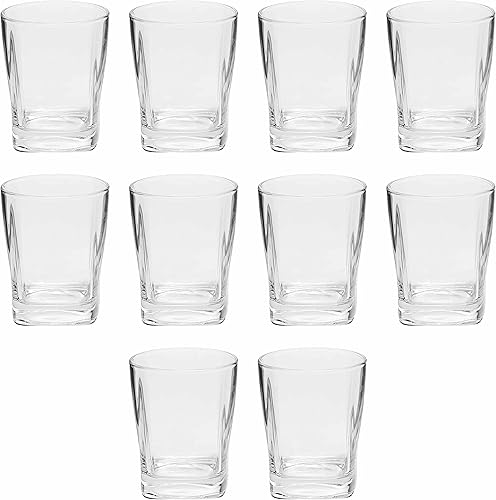 DISCOUNT PROMOS Juego de 10 vasos de whisky Verona, 11 oz. - Duradero, base gruesa, fondo de color, utensilios de bar - Transparente