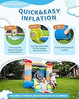 Vista 30 de Doctor Dolphin Castillo inflable de salto con túneles para niños pequeños de 3 a 8 años