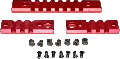 Sniper Grunt 3 Piece Red Picatinny Rail Section Kit for KM Mounts, (2) 3 Slot and (1) 7 Slot