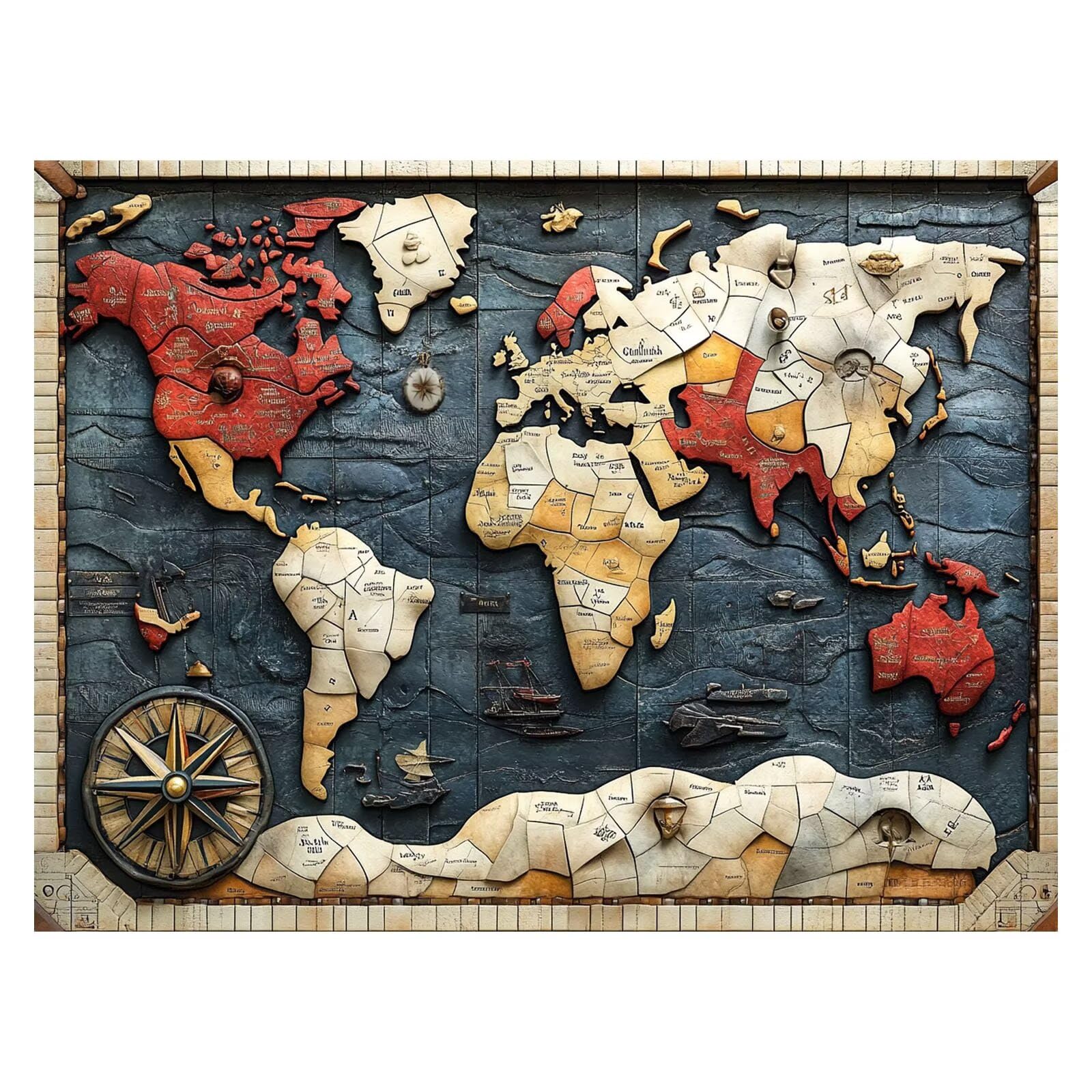 Malowanie według numerów dla dorosłych mapa świata płótno 70 x 95 cm ZSHS