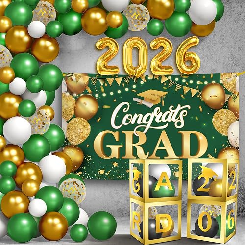 KatchOn Green and Gold Graduation Decorations 2026, Pack of 76