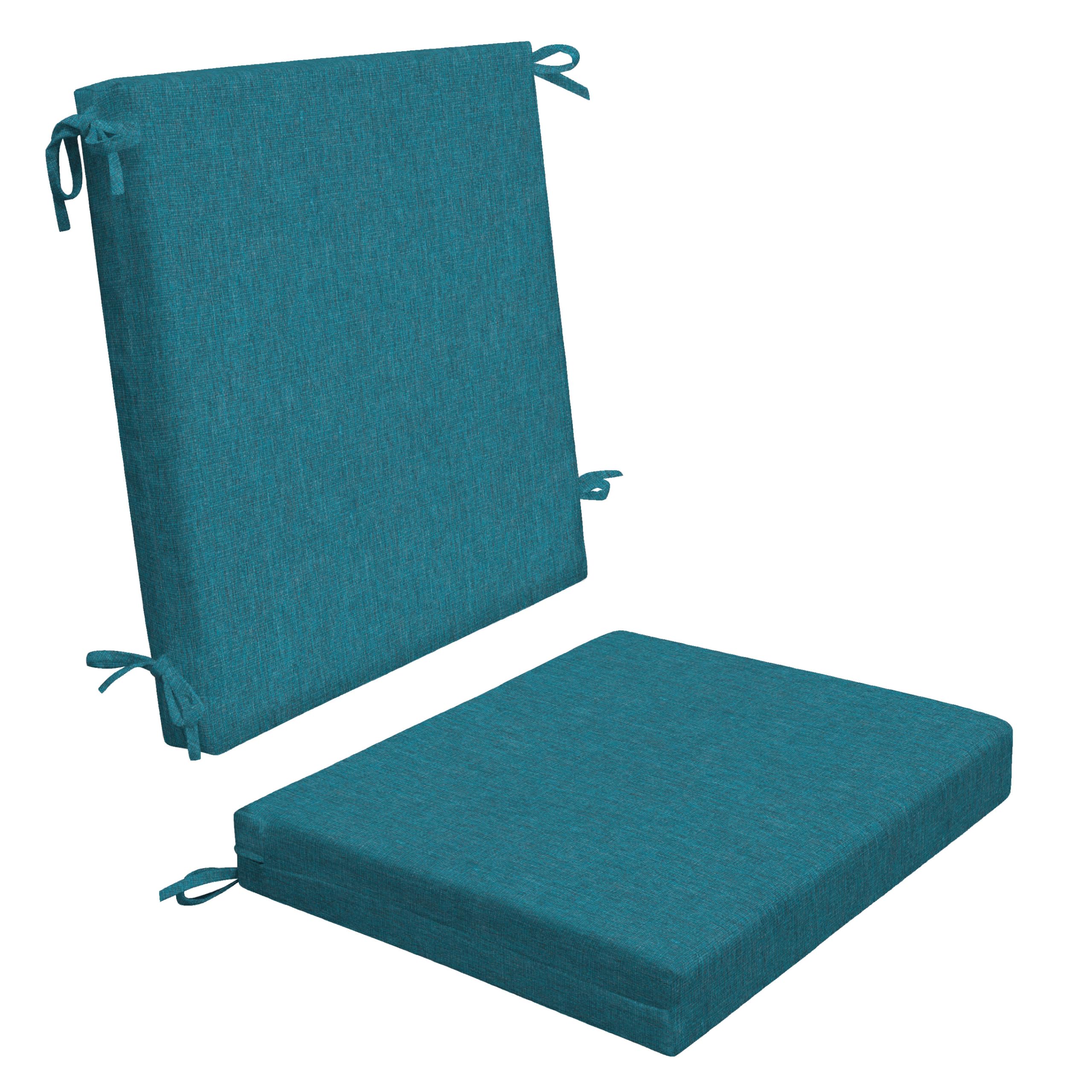 Honeycomb Outdoor Midback, 18.5 x 17, Textured Solid Teal Chair Cushion for Outdoor Patio Furniture