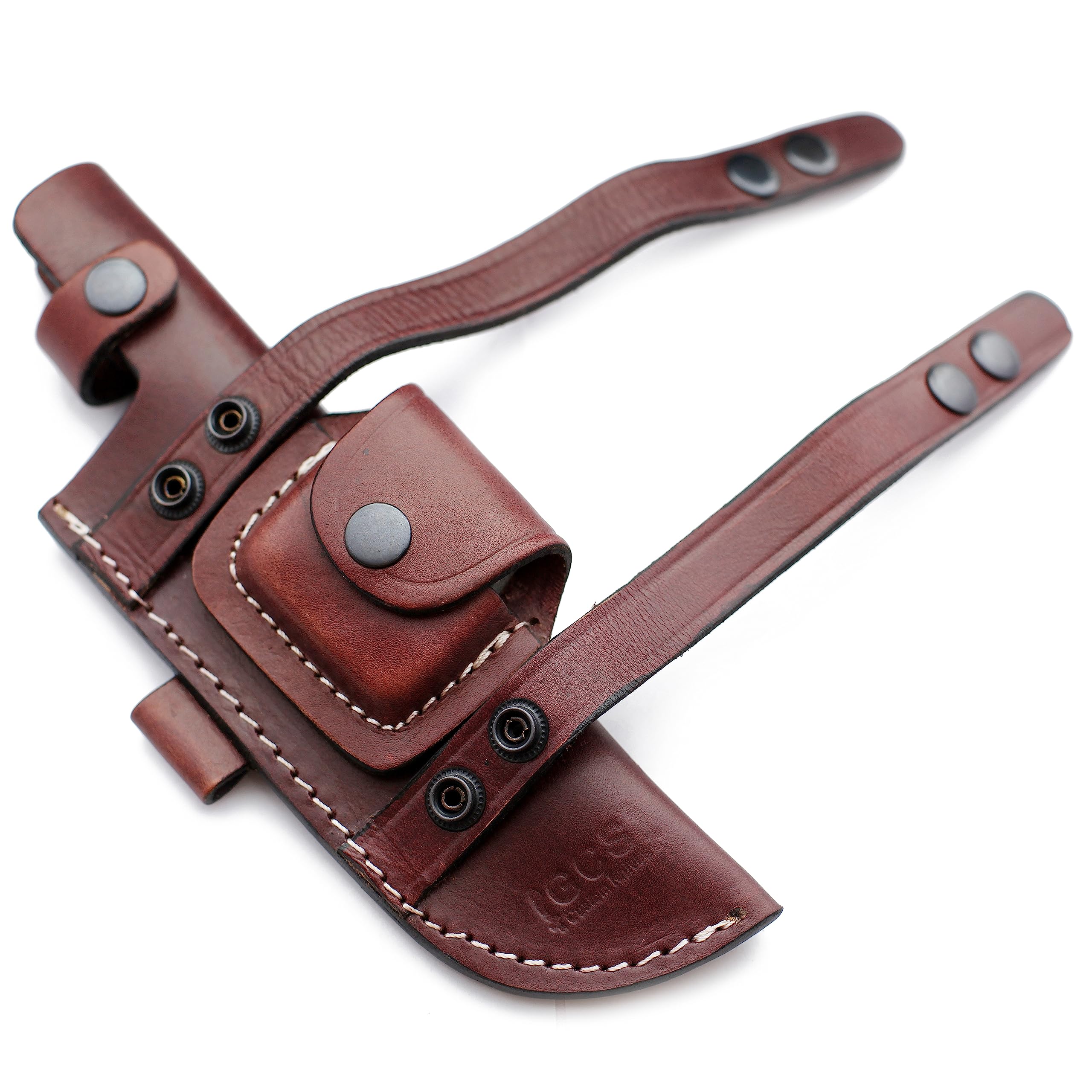 GCS Handmade Brown Leather Sheath Right from Front Vertical - Left from Back Horizontal Knife - GCS 223