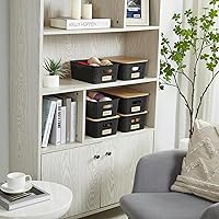 Vista 7 de Contenedores pequeños de plástico con tapas de bambú de 5.2 cuartos de galón, cesta apilable para despensa, contenedores decorativos lindos