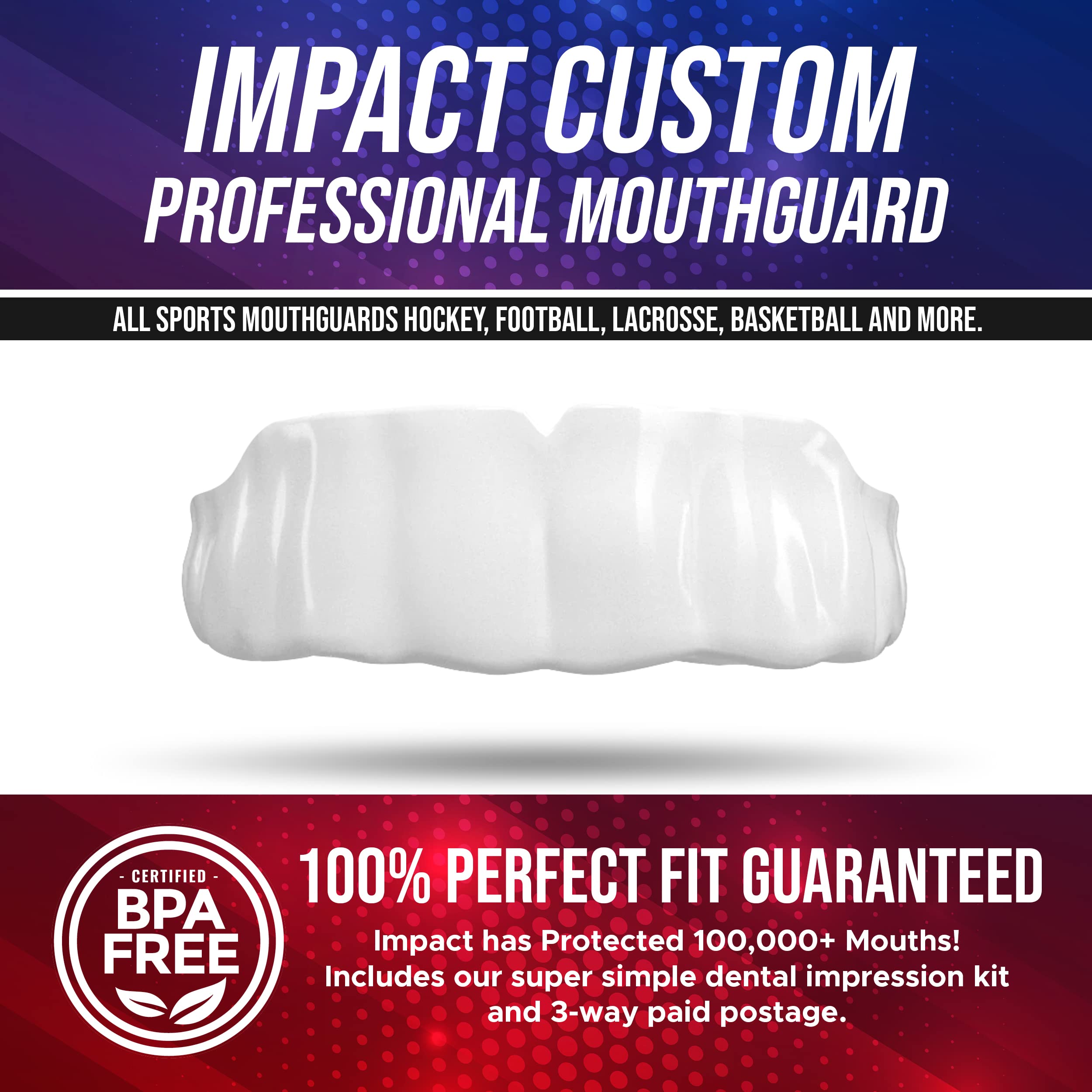 Impact Custom Professioneller Sport-Mundschutz, Weiß, Größe M/L