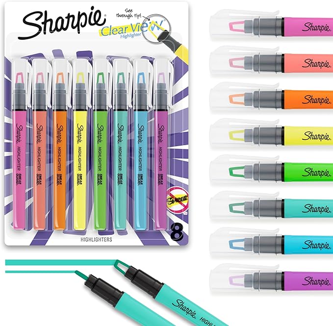 Sharpie Clear View Highlighter Stick 8-Pack