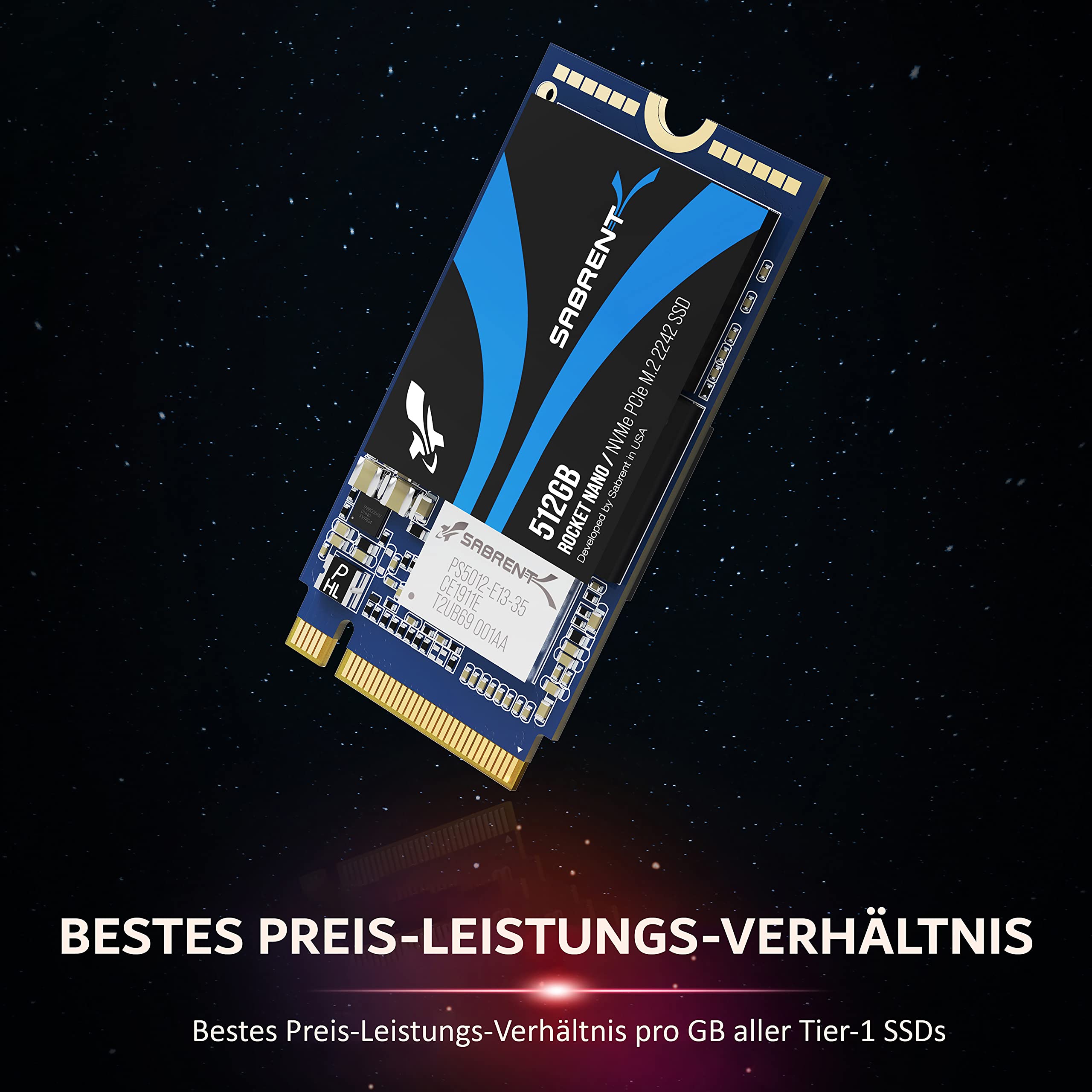 SABRENT 2242 M.2 NVMe SSD 512GB, Interne SSD 1700 MB/s Lesen, 42 mm PCIe 3.0 X4, Internes Solid State Drive, High Performance kompatibel mit Allen PCs, NUCs und Laptops (SB-1342-512)