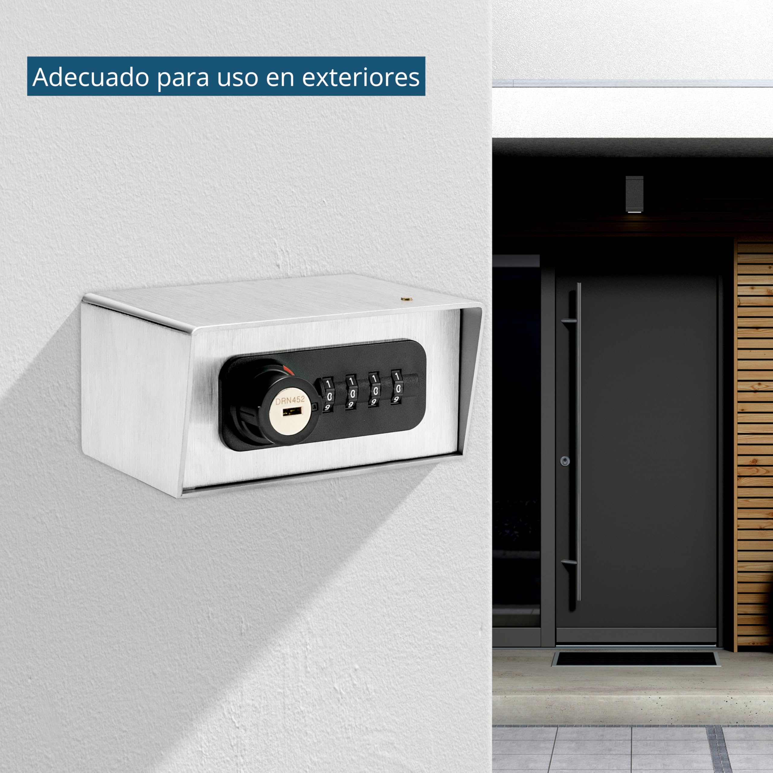 masunt Depósito de llaves 420 M Código | caja fuerte de alta calidad con cerradura de combinación | a prueba de rotura, para uso en exteriores (acero inoxidable V2A) Plata 120 (B) x 75 (T) x 60 (H) mm