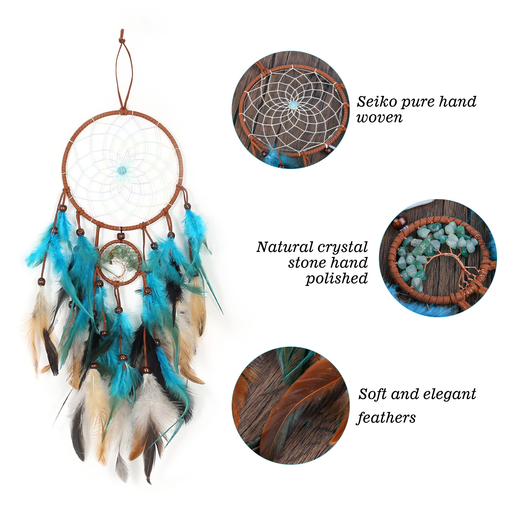 Acchiappasogni Bohemien,Vegena Fatto a Mano Dreamcatcher,L'acchiappasogni di Piume,L'acchiappasogni LED,Dream Catcher per Ornamento Casa a Parete Appeso Regalo Artigianale.