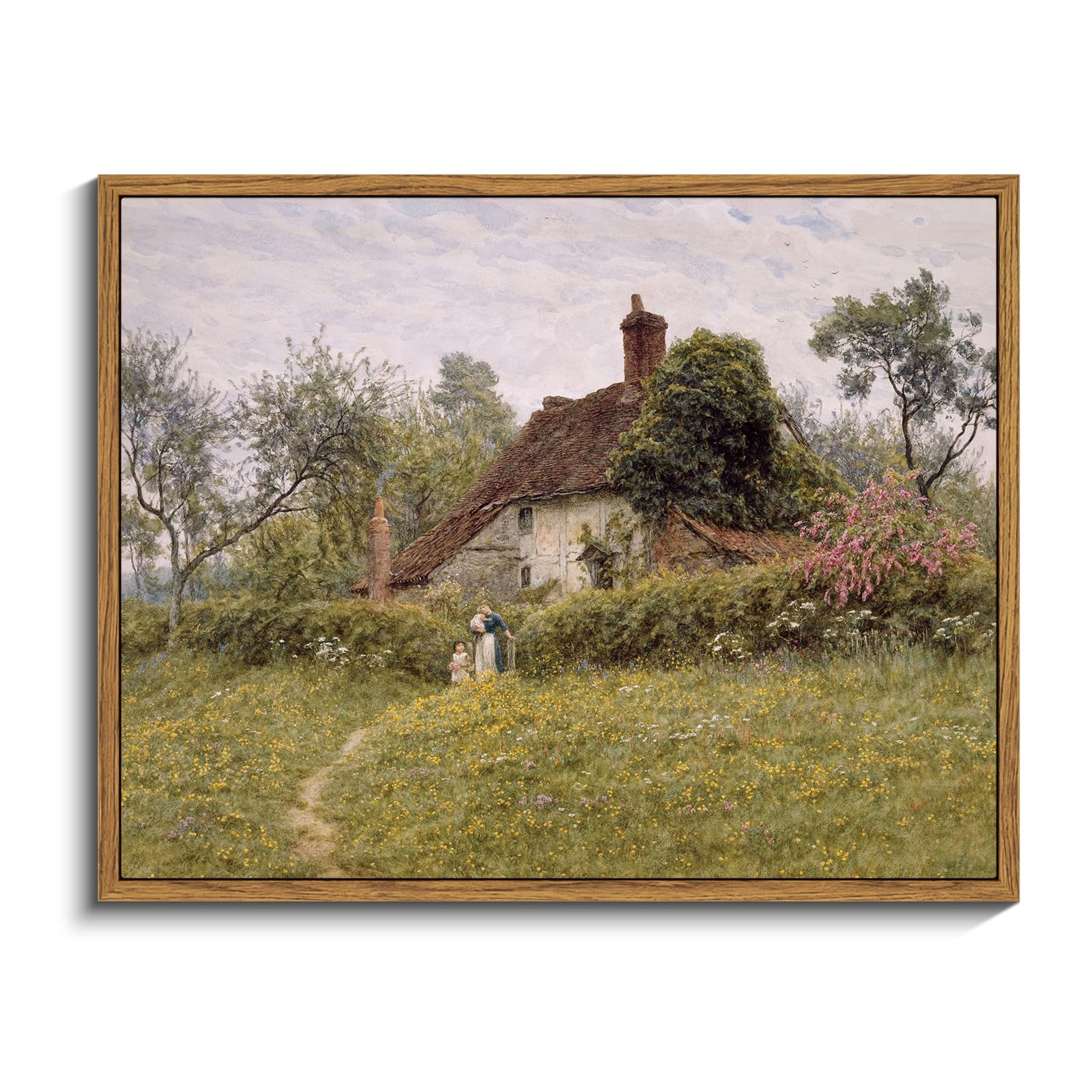 InSimSea Framed Canvas Wall Art, Meadow with Flowers Painting, Landscape for Living Room, Bedroom, Home, Bathroom Decor, 8x10 — view 51