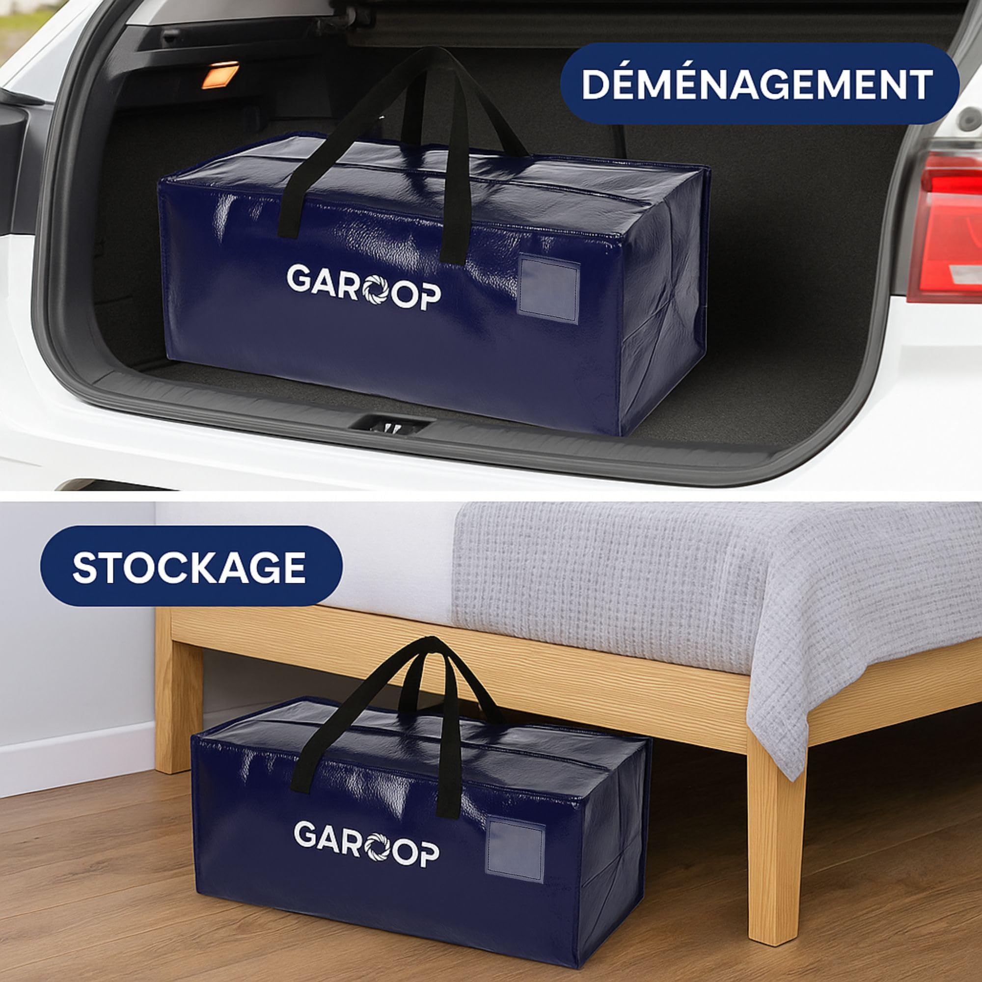 Lot de 6 Sacs de Déménagement XXL – Étanches et Résistants – Grande Capacité avec Poignées Renforcées – Sacs de Rangement pour Transport, Stockage et Voyage – 75 x 36 x 40 cm